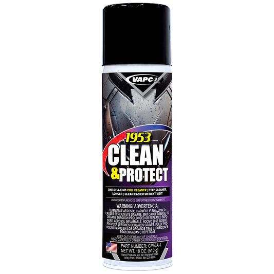 1953 CLEAN & PROTECT is a revolutionary coil cleaner that includes a protective coating after it dries to improve water beading and make cleaning easier during the next servicing. 