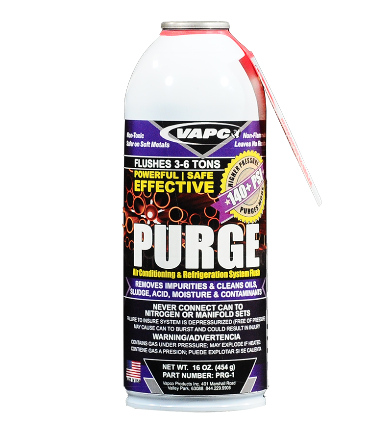 Introducing Purge System Flush, the industry's most powerful line set flush! With over 140+ PSI of cleaning force, this heavy-duty solution tackles even the toughest jobs. A single 1 lb can cleans 3-6 tons of HVACR systems