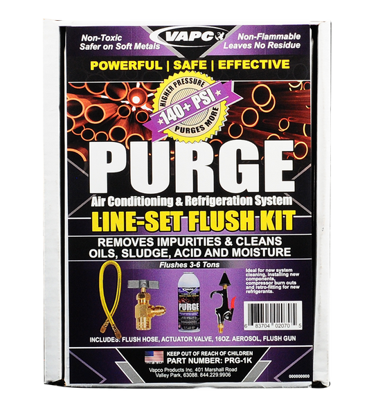 Get everything you need for a sparkling clean HVACR system in one shot! The PURGE Line Set Flush Starter Kit is your all-in-one solution for removing harmful contaminants that can clog your lines and reduce efficiency. 