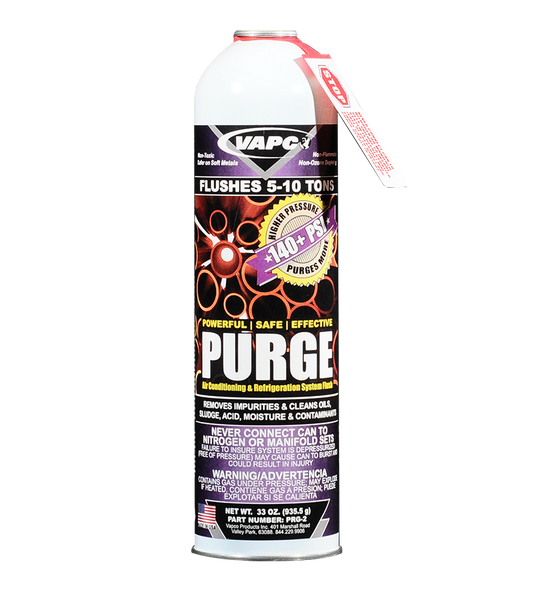 Unleash the ultimate cleaning force for your HVACR system! The PURGE Line Set Flush (2 lb) is the industry's most powerful solution, packing over 140+ PSI of cleaning power. This heavy-duty can tackles even the toughest jobs, flushing up to 5-10 tons of HVACR systems in a single go.