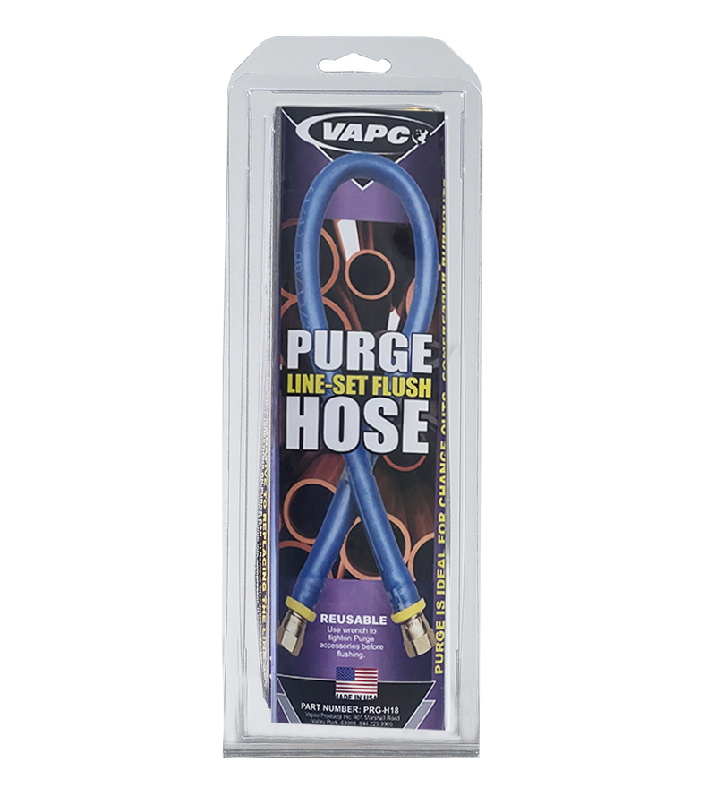 Ensure a secure and hassle-free cleaning experience with the PURGE Line Set Flush 18" Hose! This essential accessory connects seamlessly to both the actuator valve on your PURGE canister and PURGE aerosol products, creating a reliable connection for efficient cleaning.