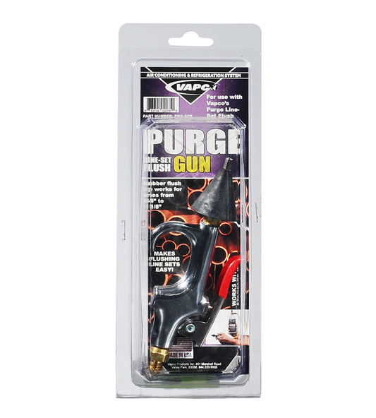 Upgrade your cleaning arsenal with the PURGE Line Set Flush Spray Gun Nozzle! This heavy-duty nozzle is crafted from stainless steel for lasting durability and features a convenient squeeze trigger for easy, one-handed operation.