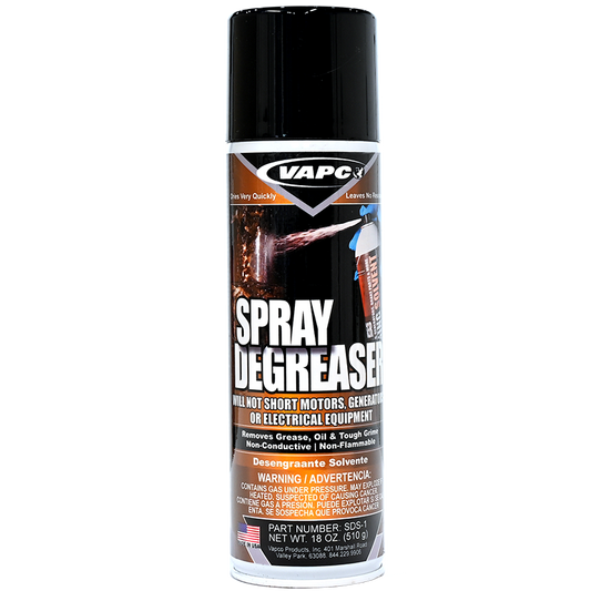 SPRAY DEGREASER is a fast acting, quick drying, chlorinated hydrocarbon type solvent. 