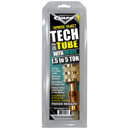 Tech in a Tube: All-in-one AC repair. Detects leaks with bright UV dye, seals them fast, and protects against moisture and acid damage.