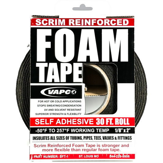 Invest in a sweat-free future! Add Vapco Scrim Reinforced Foam Tape to your cart today and experience the difference a superior insulating, easy-to-use, and versatile tape can make. Keep your pipes cold and your surroundings dry!