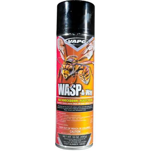 Conquer Wasps, Hornets &amp; Yellow Jackets Safely with Wasp-A-Way (16 oz)  Eliminate stinging threats around your property with Wasp-A-Way, the powerful EPA-registered insecticide that lets you control wasps, hornets, and yellow jackets from a safe distance.